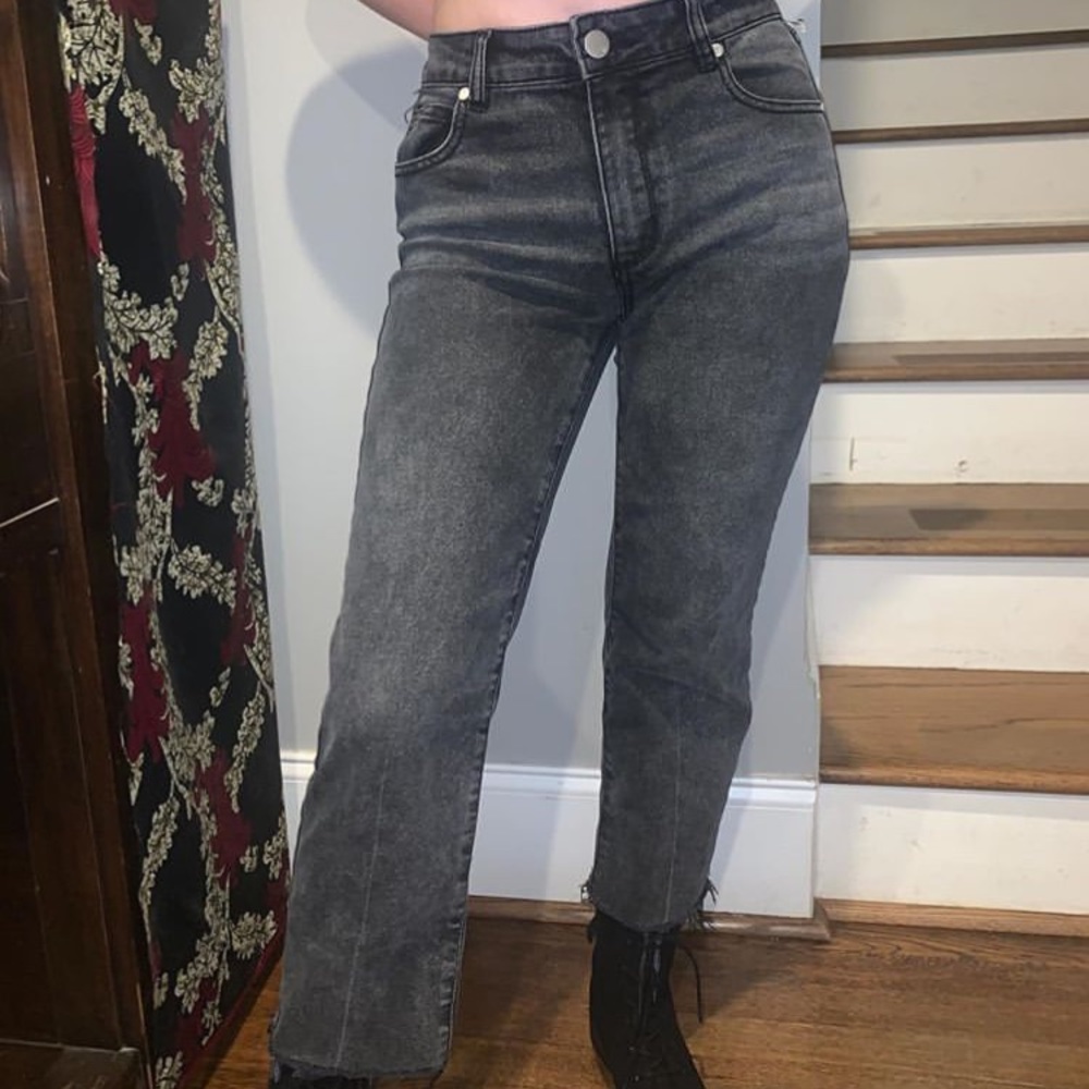 black straight/wide leg jeans